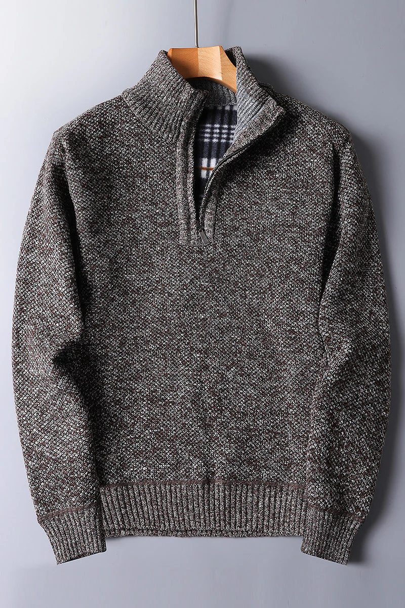 Pull homme - col montant - fermeture éclair - chaud - élégant - Image 5