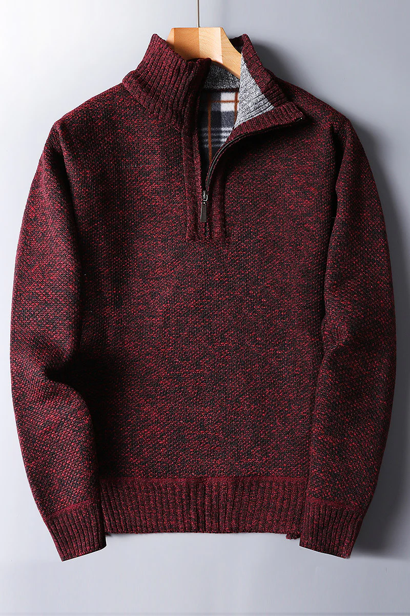 Pull homme - col montant - fermeture éclair - chaud - élégant - Image 6