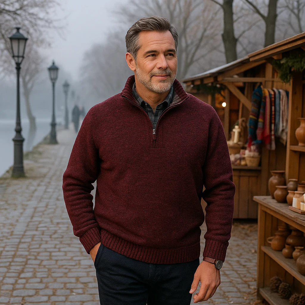 Pull homme - col montant - fermeture éclair - chaud - élégant - Image 7