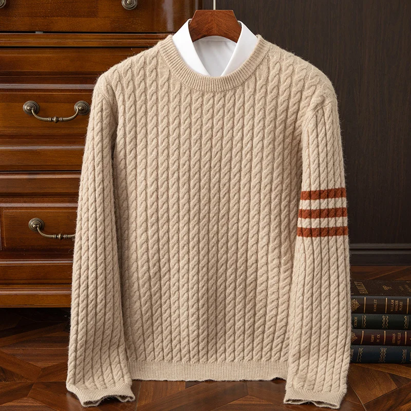Pull homme torsades - mélange de laine - chaud