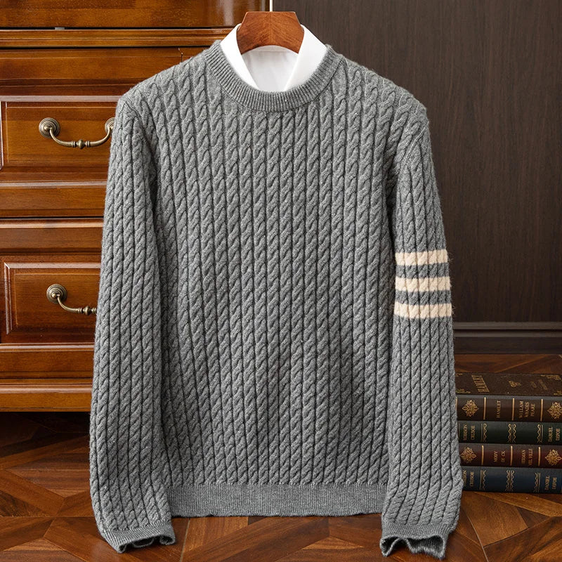 Pull homme torsades - mélange de laine - chaud - Image 3