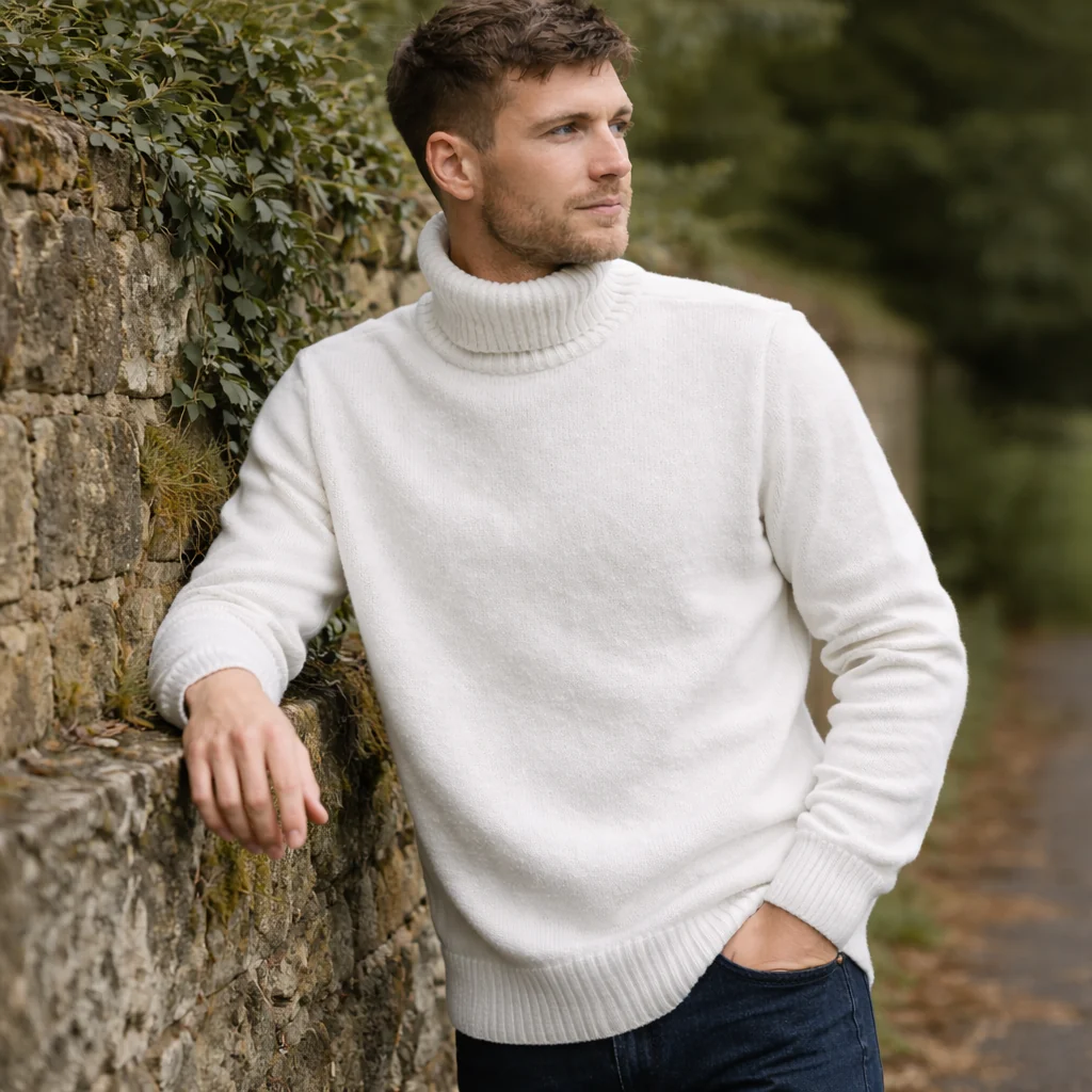 Pull laine épaisse homme - col montant - chaud - Image 2