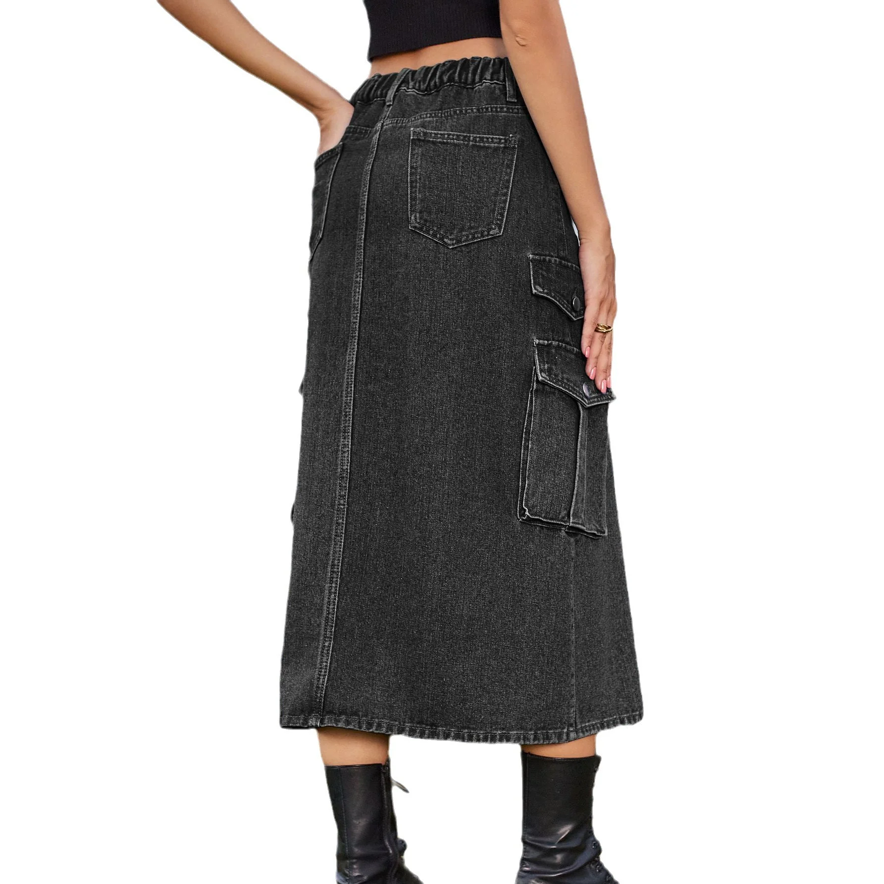 Jupe cargo pour femmes avec poches pratiques et coupe haute - Image 5