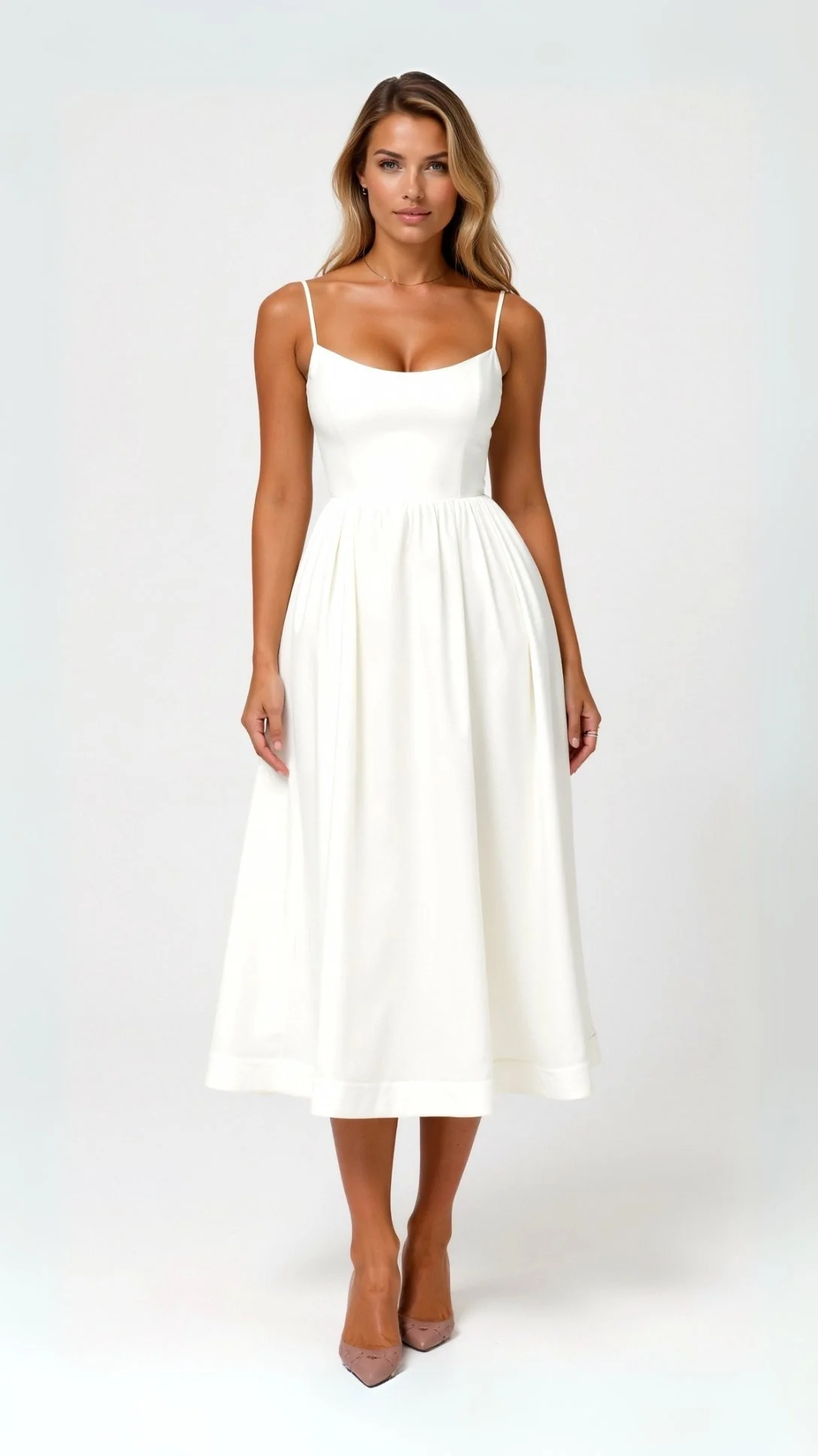 Robe de soirée à bretelles - Midi légère d'été - Femme
