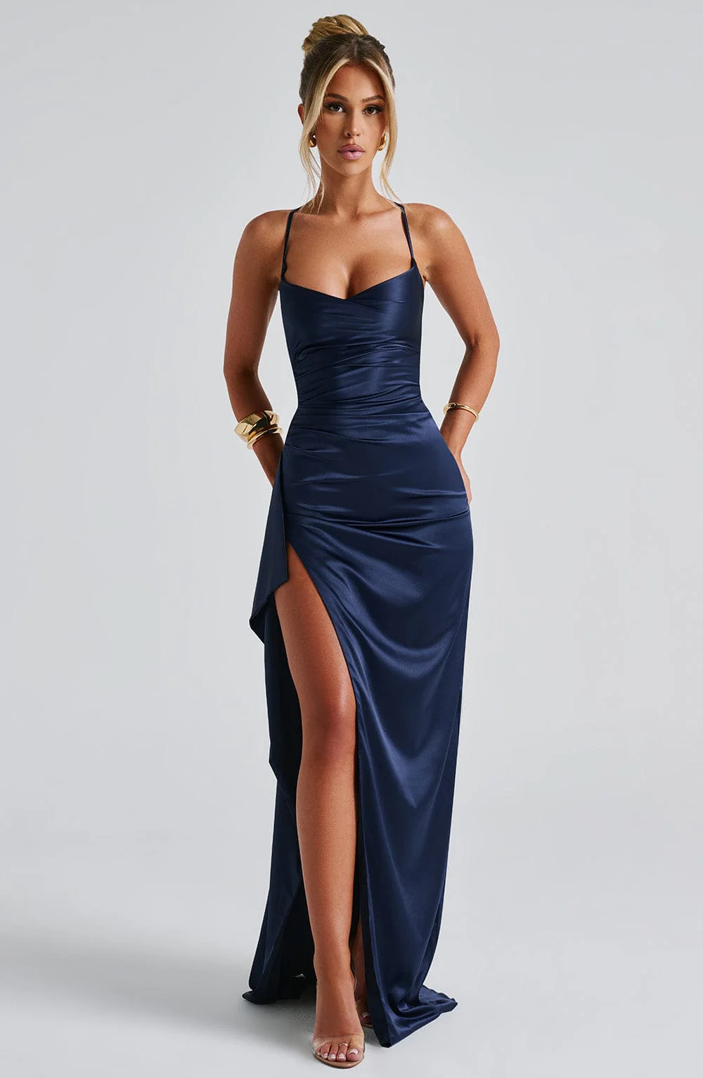 Robe de Soirée Bleu Nuit - Maxi Élégante - Longue