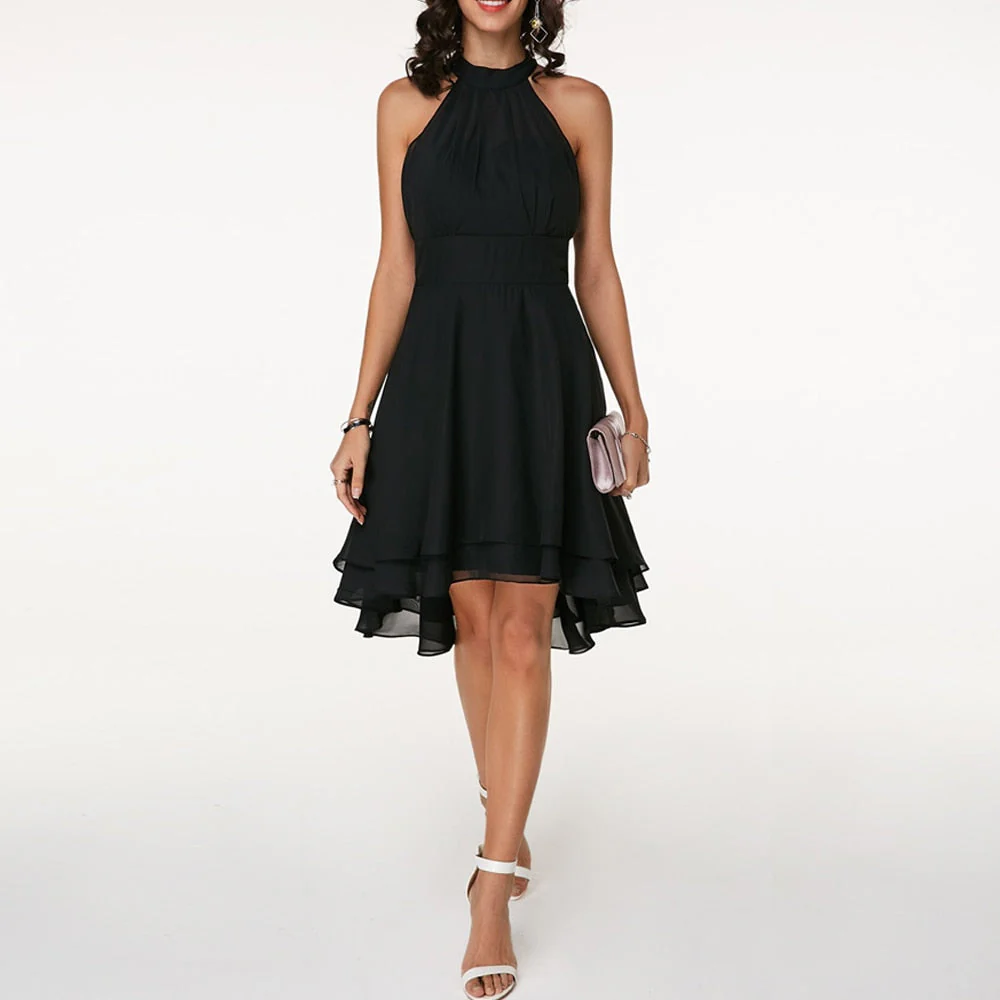 Robe de soirée bretelles - mini - volants - femme élégante
