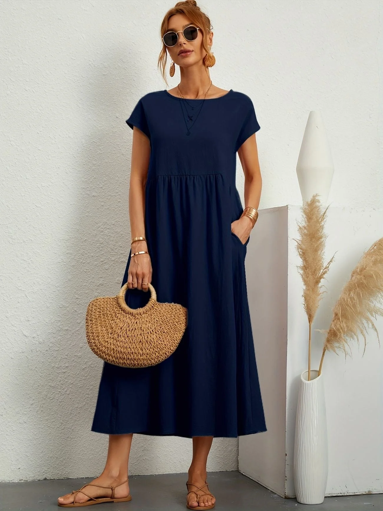 Robe de Soirée Longue Femme - Décolleté Rond - Élégante - Image 10