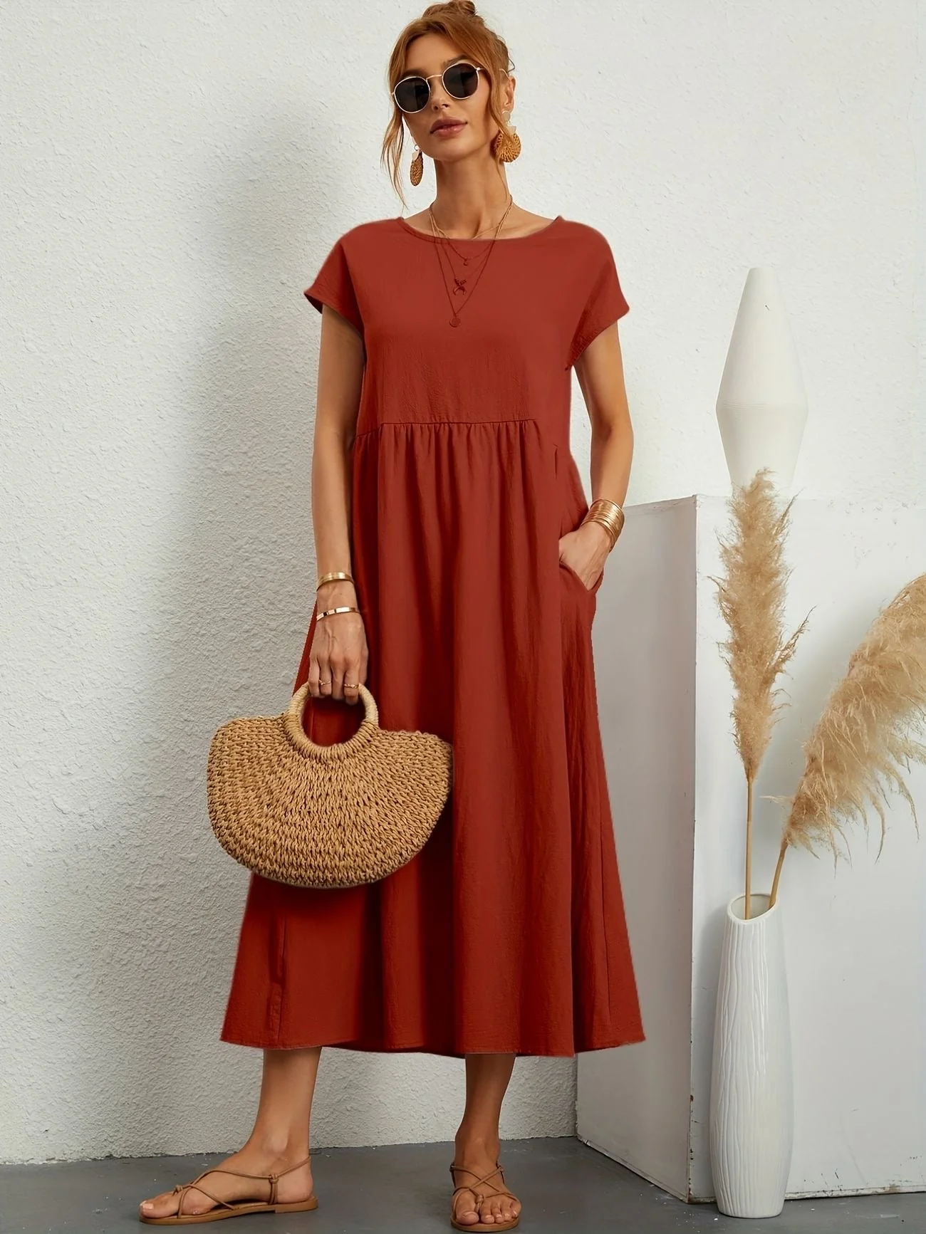 Robe de Soirée Longue Femme - Décolleté Rond - Élégante - Image 12