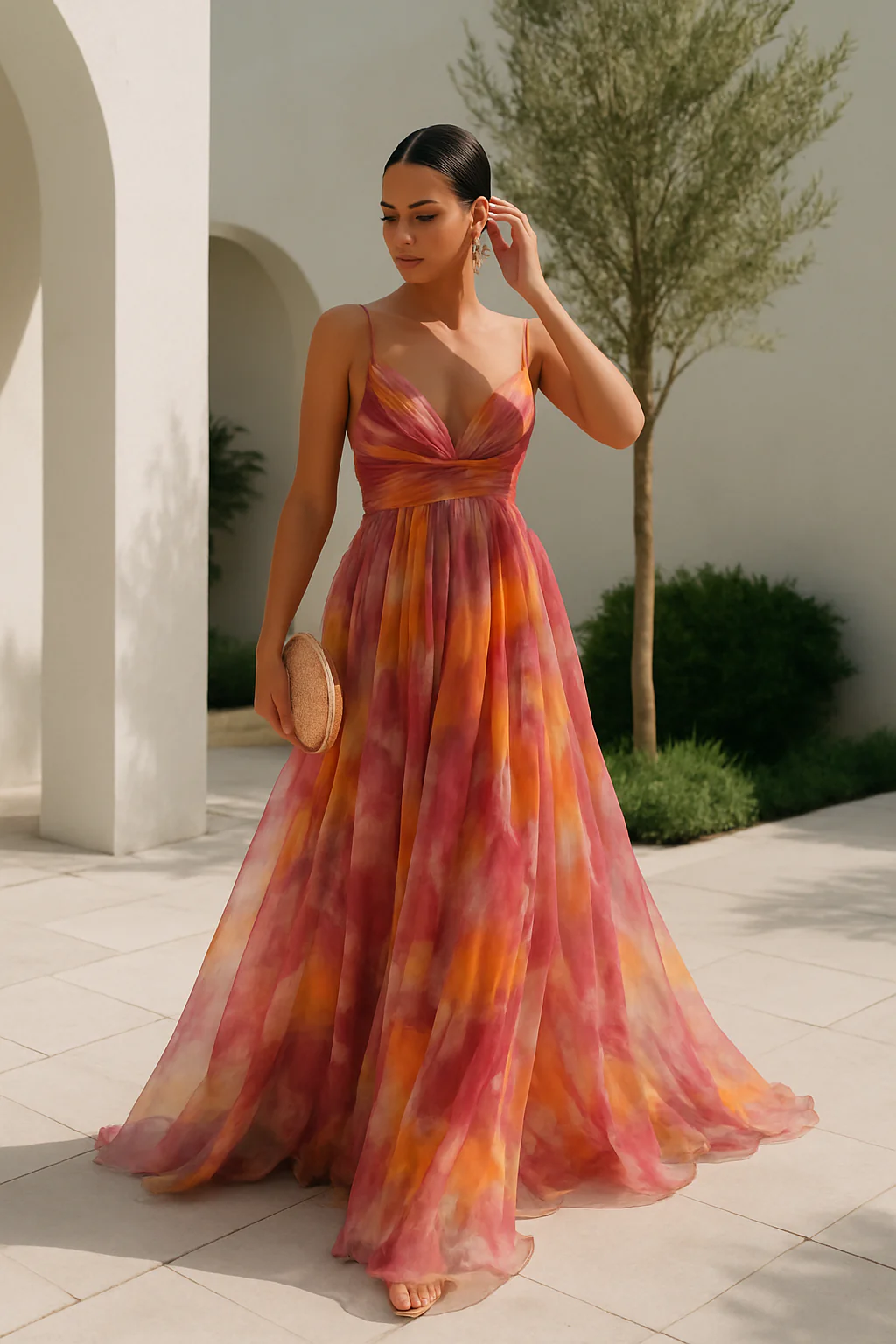 Robe de soirée maxi élégante - motif floral - Flora