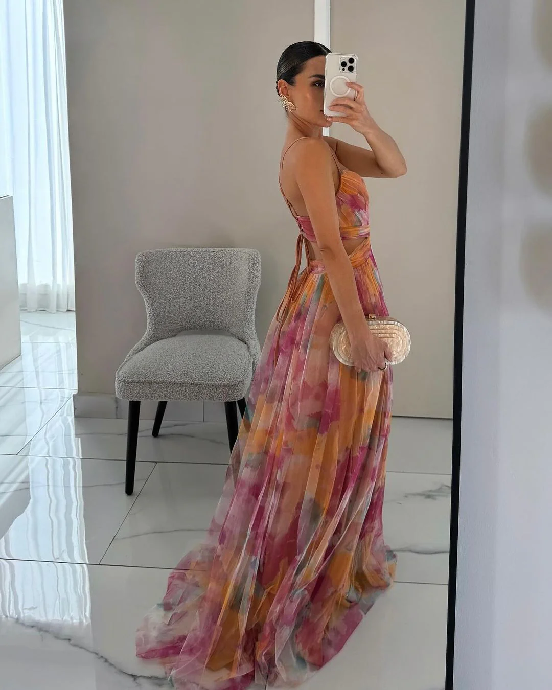Robe de soirée maxi élégante - motif floral - Flora - Image 5