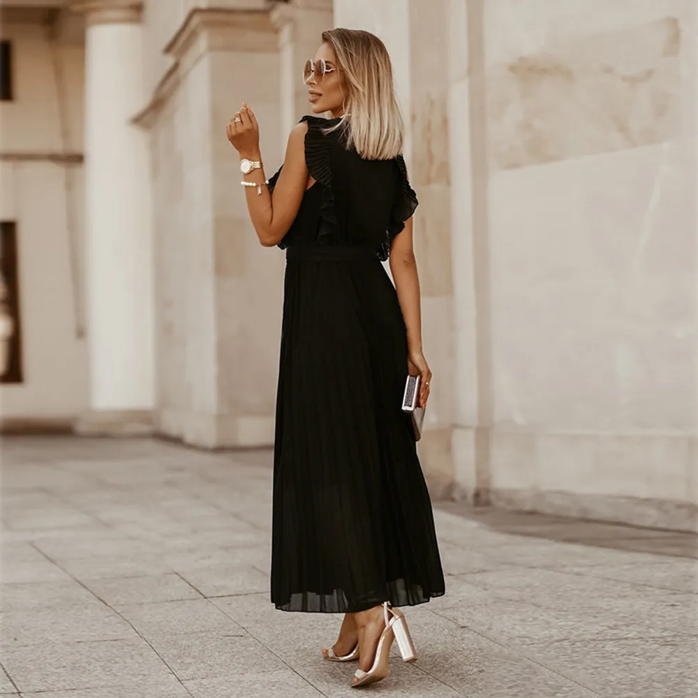Robe de soirée maxi élégante - Volants - Décolleté en V - Image 4