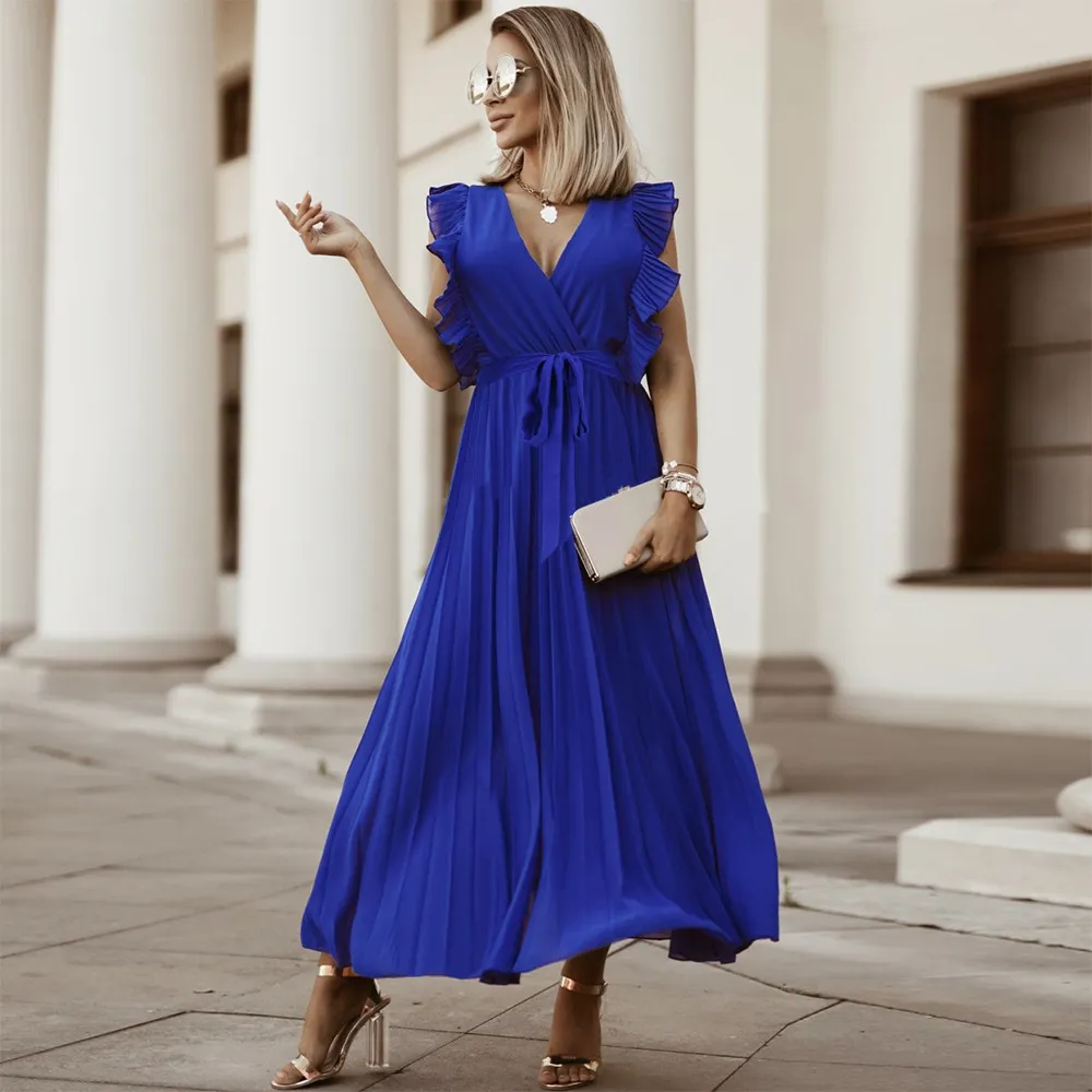Robe de soirée maxi élégante - Volants - Décolleté en V - Image 9
