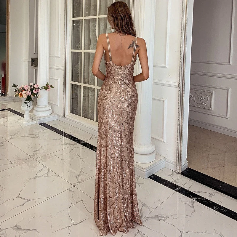 Robe de soirée maxi - sequins scintillants - élégante chic - Image 3