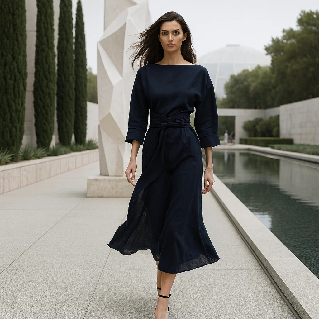 Robe Maxi Lin Nœud - Soirée Boho - Image 2
