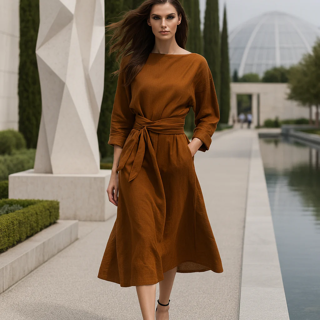 Robe Maxi Lin Nœud - Soirée Boho - Image 3