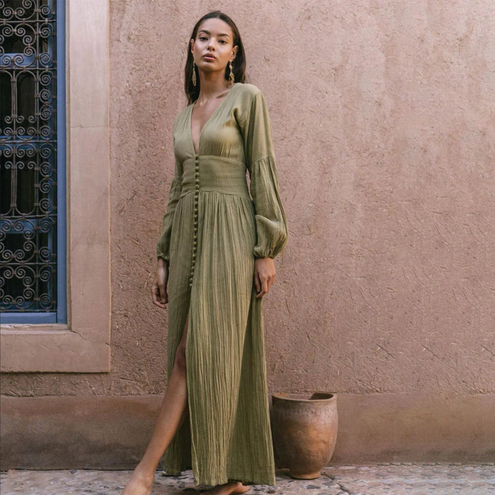 Robe Maxi Sierra Długa - Décolleté en V - Boho Été Soirée