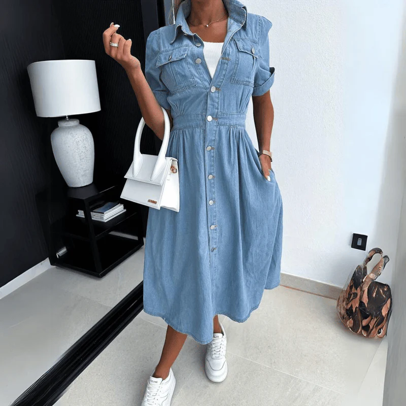 Robe Midi Rebekka - Denim - Femme - Image 3