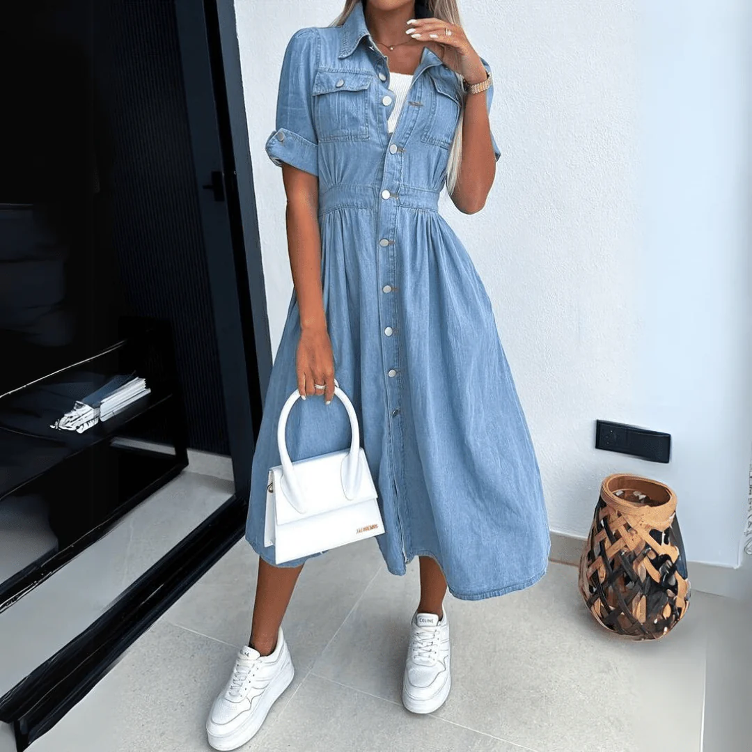 Robe Midi Rebekka - Denim - Femme - Image 4
