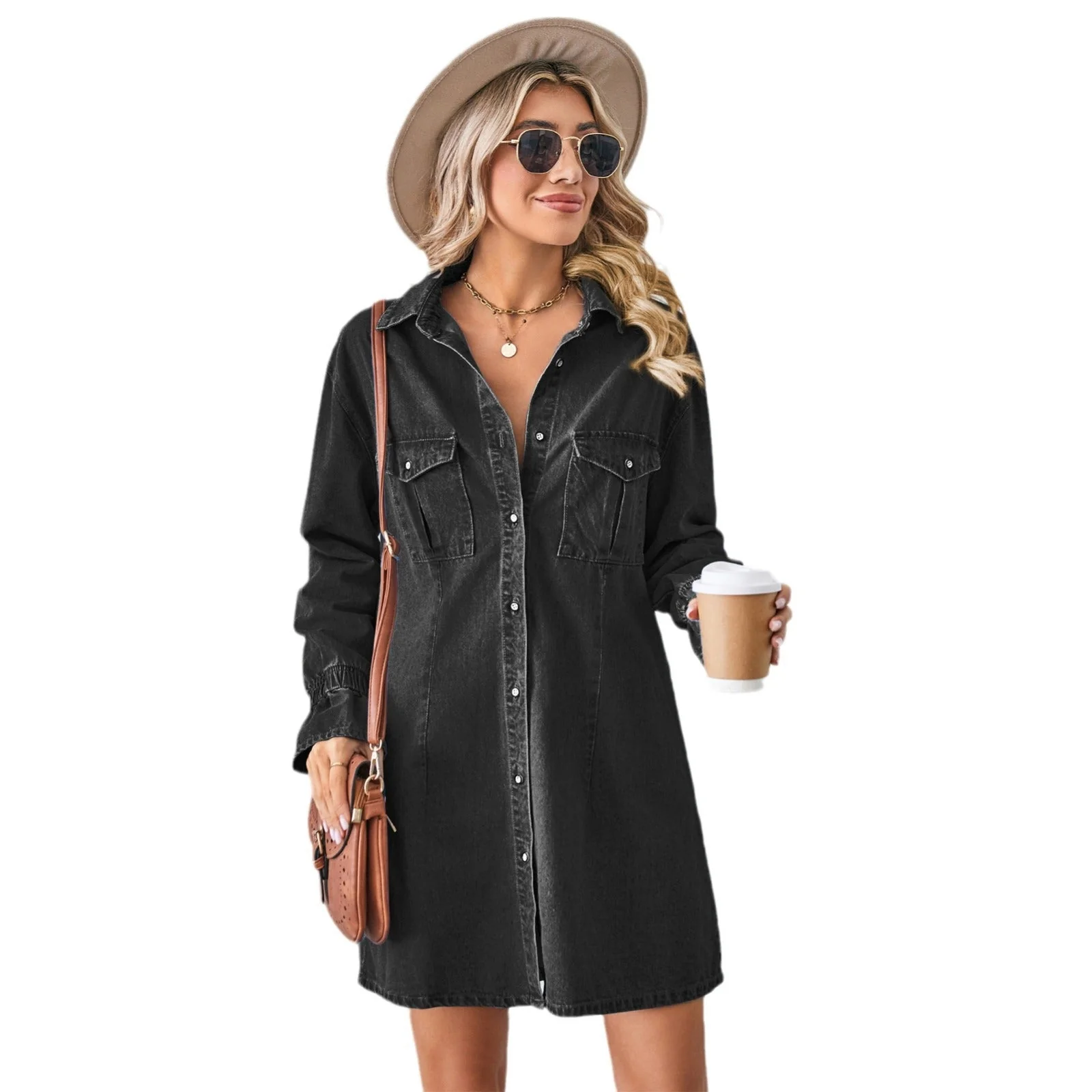 Robe chemise en denim pour dames - Image 5