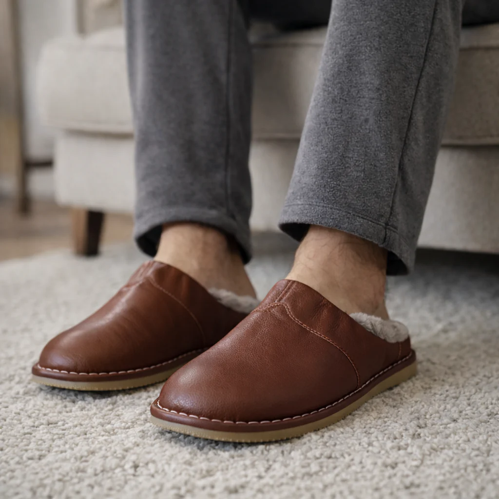 Sandales en cuir imperméables pour hommes – confortables et chaudes - Image 3