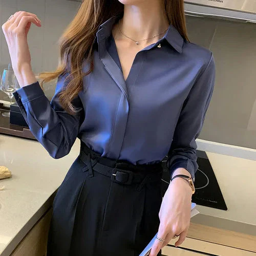 Satin Lustré Chemise - Élégance Classique - Chic - Image 2