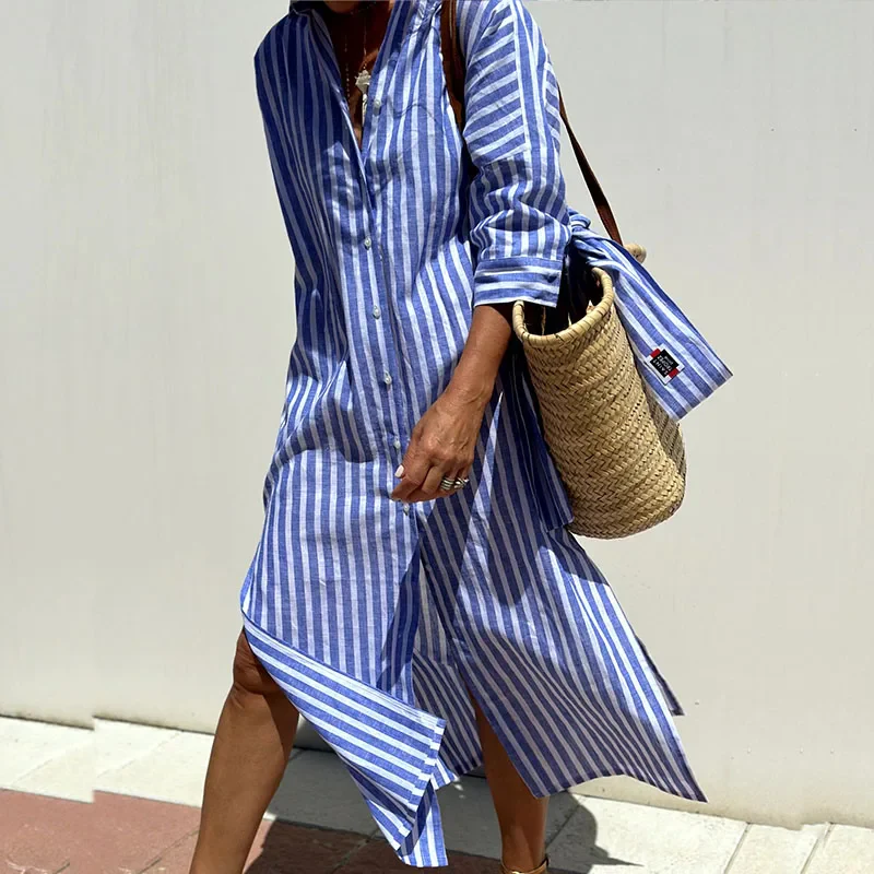 Sophie - Élégante Robe Chemise Rayée - Toutes Occasions - Image 3