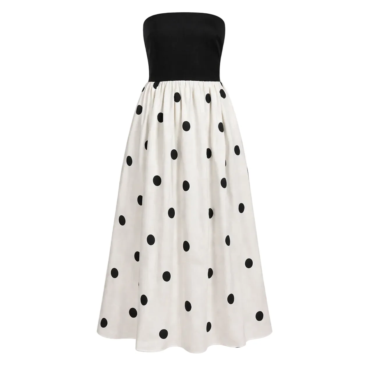 Robe sans bretelles | Robe trapèze pour femme, pois | Style élégant d'été - Image 5