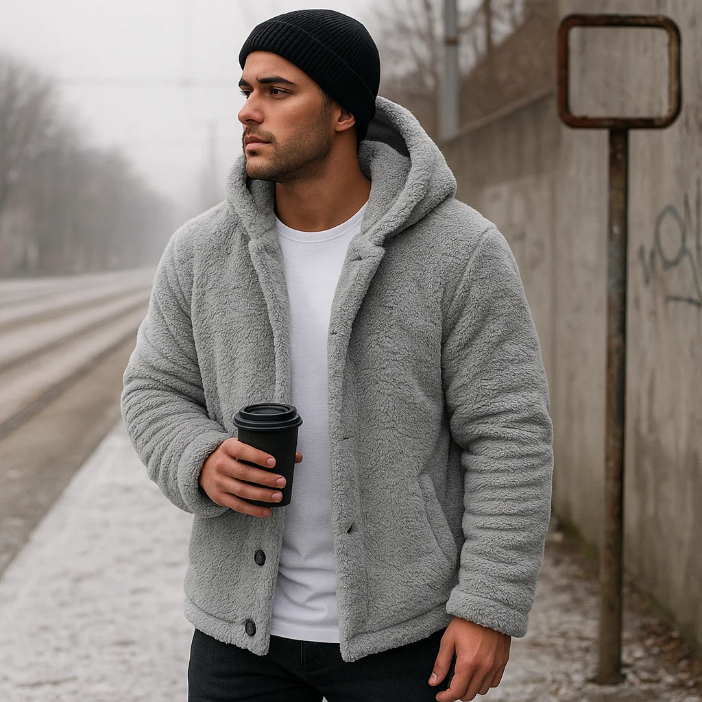 Sweat à capuche polaire homme - Chaud - Doux - Confortable - Image 2