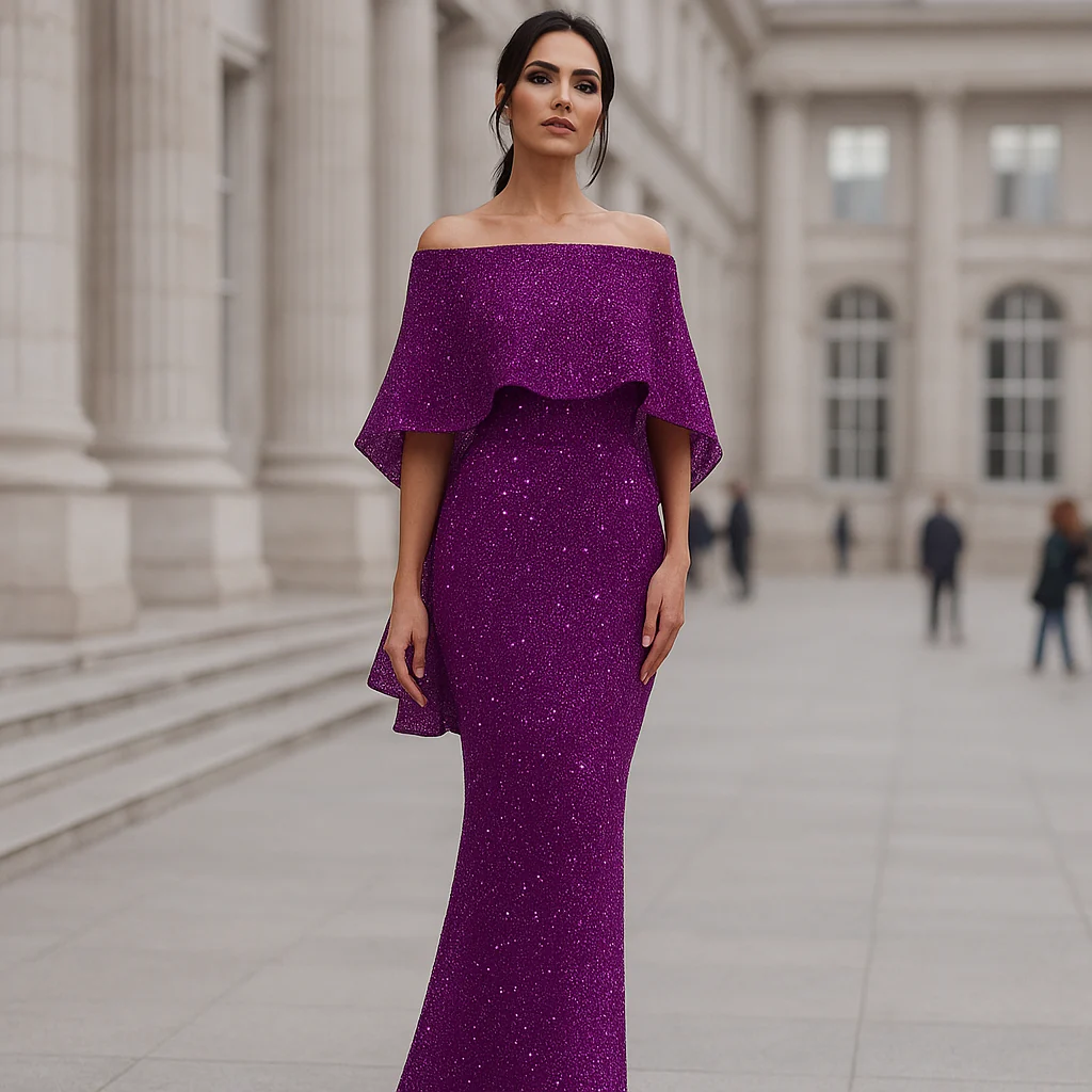 Verona - Robe de Soirée Maxi Élégante - Épaules Nues - Détails Brillants - Image 4