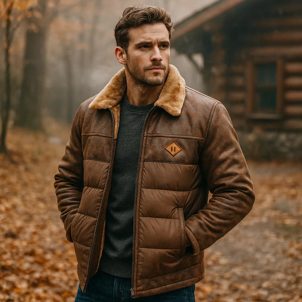 Veste de ski en cuir pour homme Regular Fit - Image 2