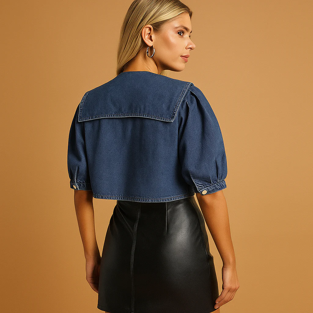 Veste femme en denim col moderne - Image 3