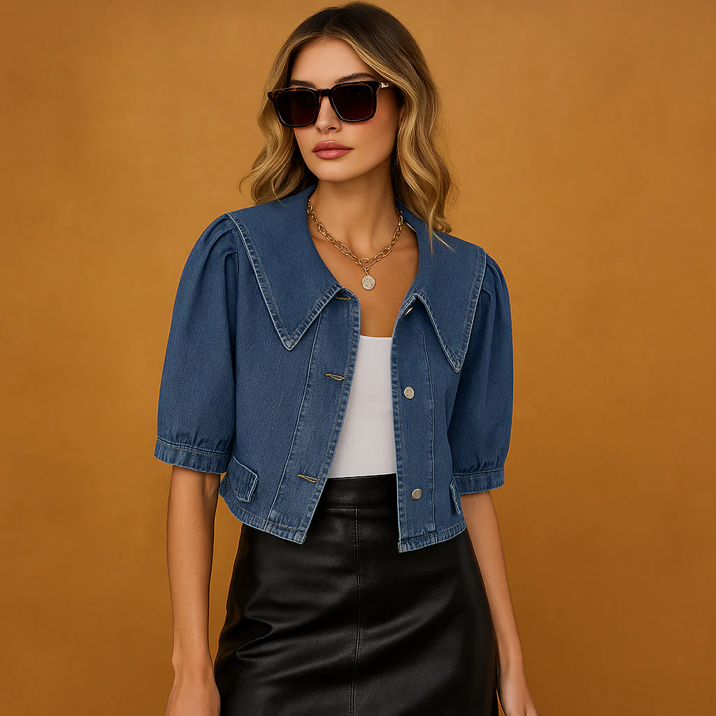 Veste femme en denim col moderne - Image 4