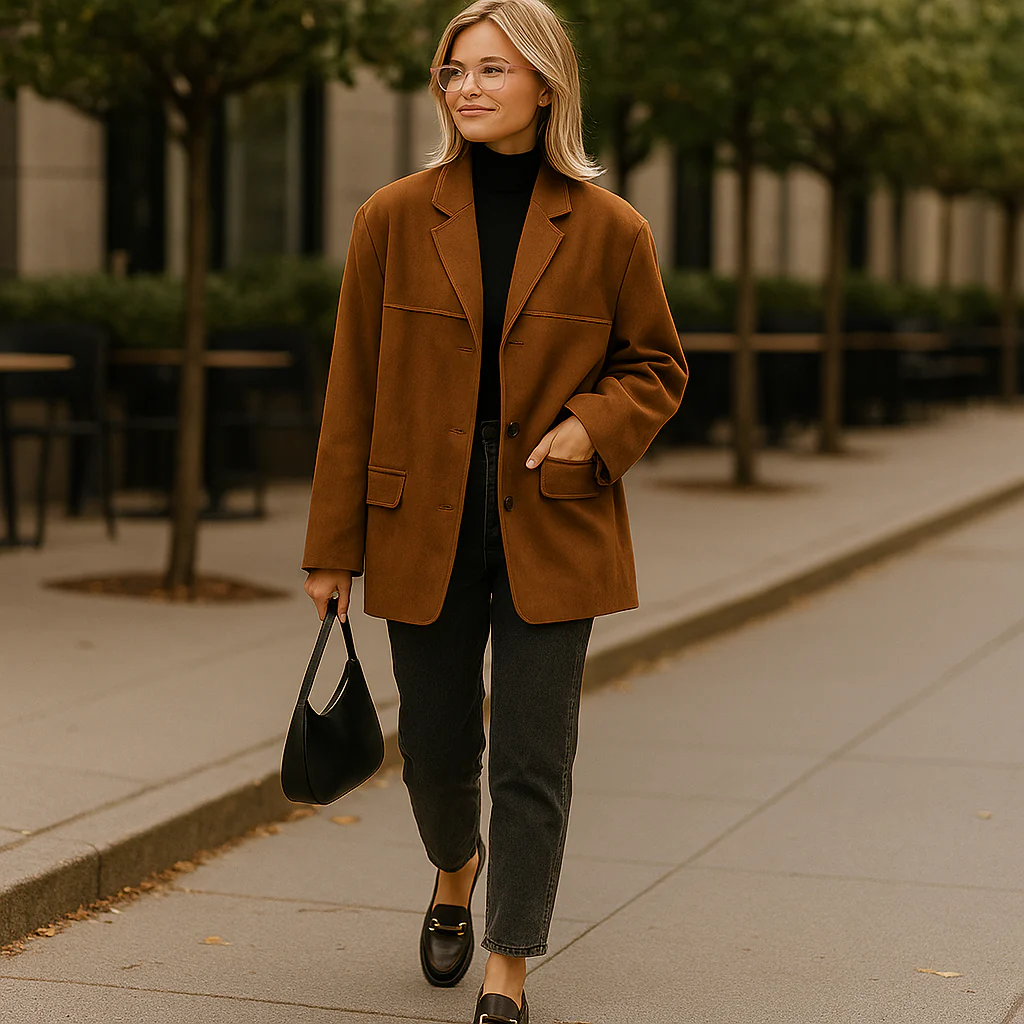 Veste femme oversize en suédine - Image 3