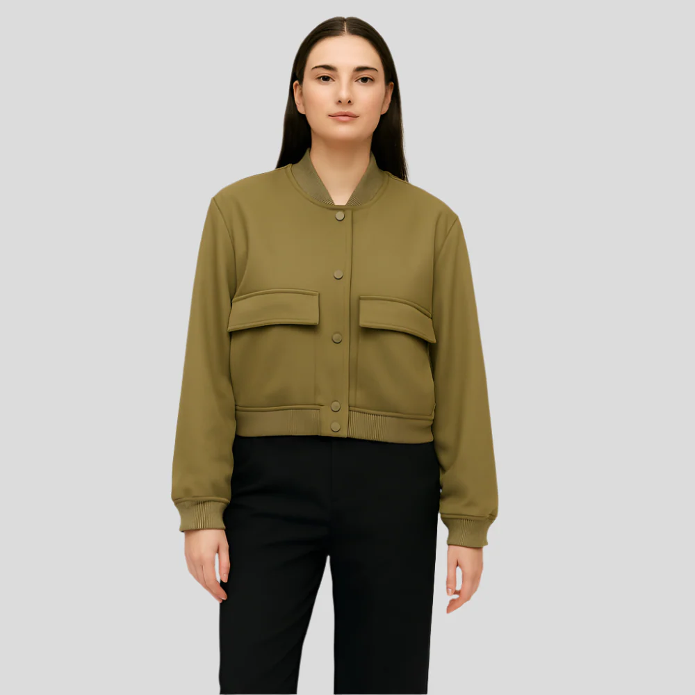 Veste pilote beige douce pour femmes - Style décontracté et confortable - Image 4