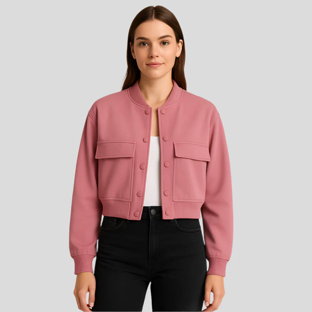 Veste pilote beige douce pour femmes - Style décontracté et confortable - Image 6