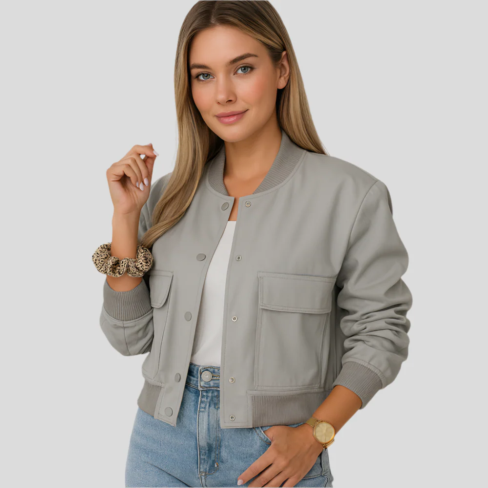 Veste pilote courte pour femmes - poches à rabat - fermeture à boutons-pression - Image 3
