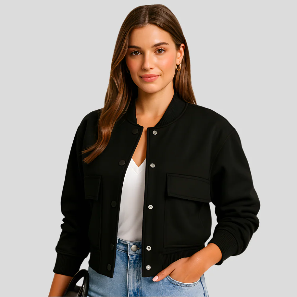 Veste pilote courte pour femmes - poches à rabat - fermeture à boutons-pression - Image 5