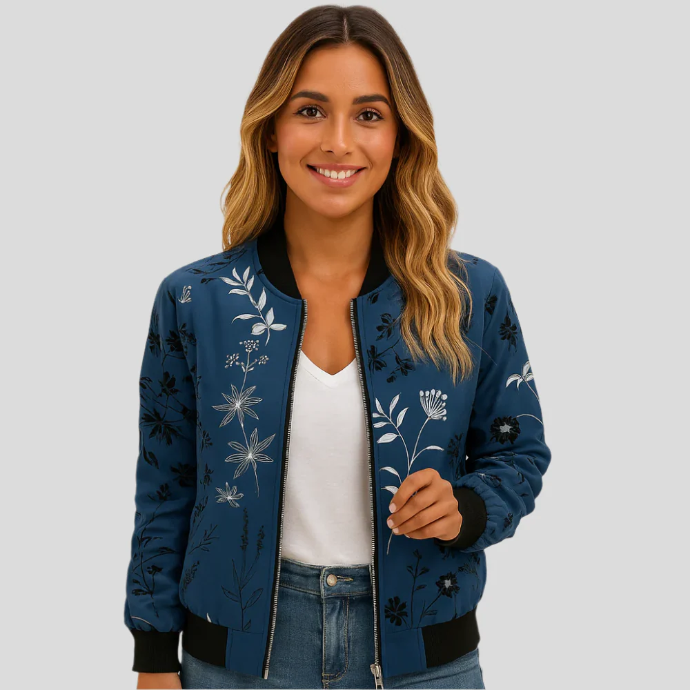 Veste Pilote Fleuri Clotilde – Veste Femme Légère avec Imprimé - Image 2