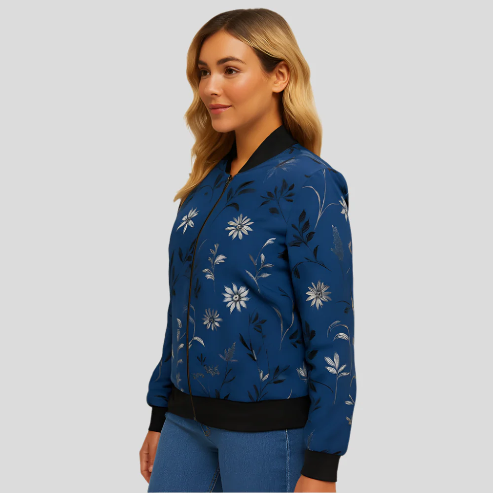 Veste Pilote Fleuri Clotilde – Veste Femme Légère avec Imprimé - Image 3