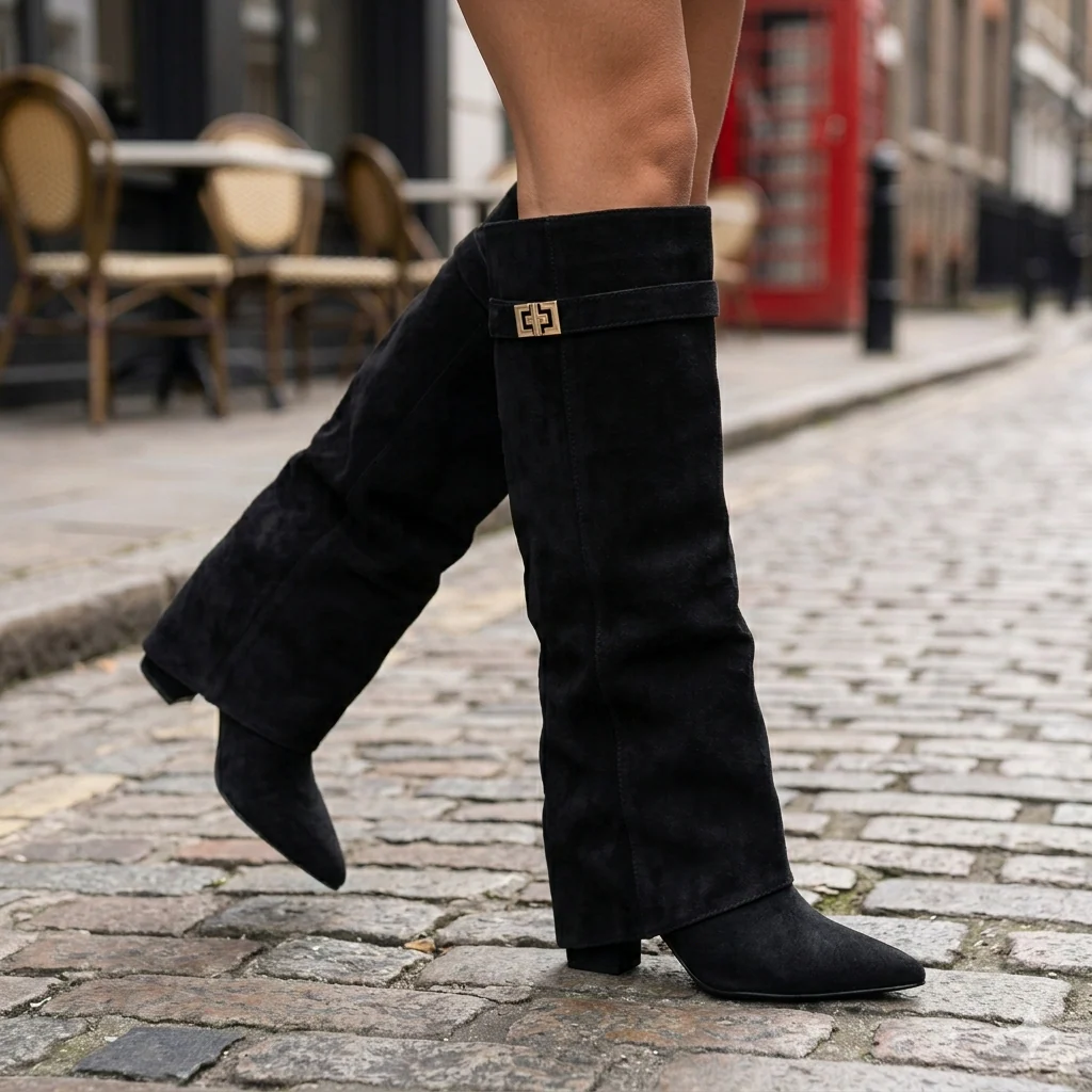 Bottes Femme Cuir | Montantes, Boucle | Suède Élégante