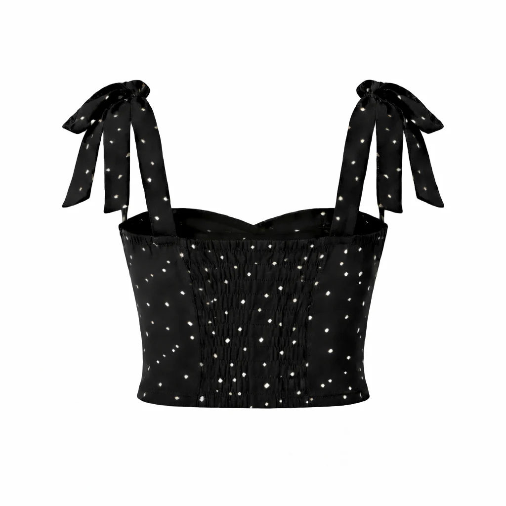 Haut pour femme | Chemisier à pois, tissu léger | Noir - Image 7