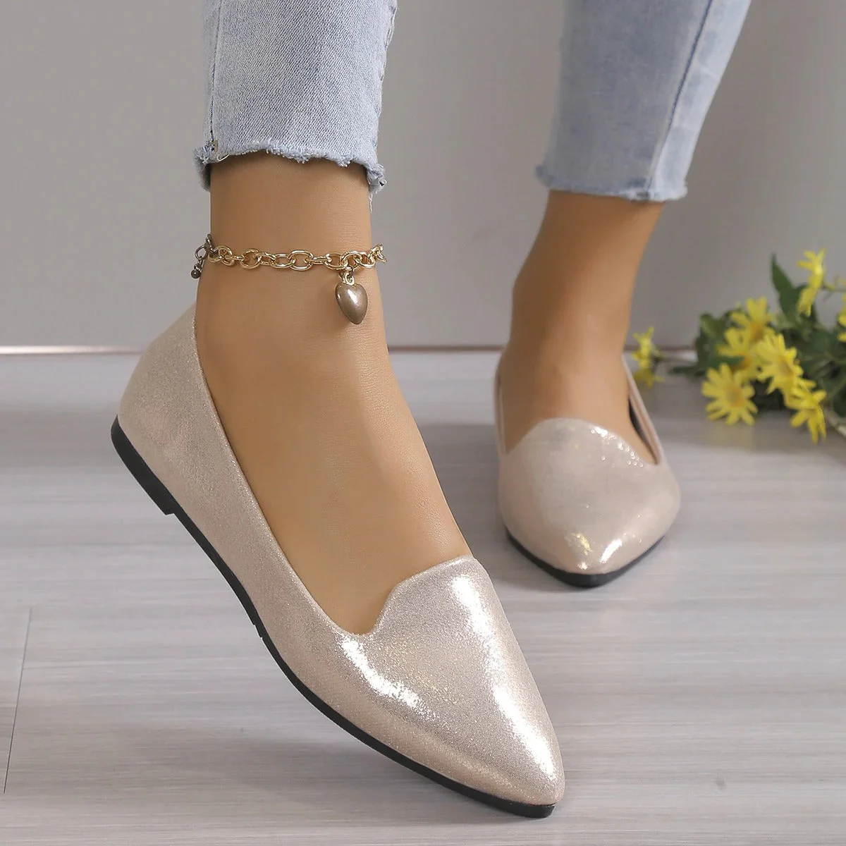 Ballerines pour femmes | Bout pointu, ajustement extensible | Chaussures confortables et élégantes