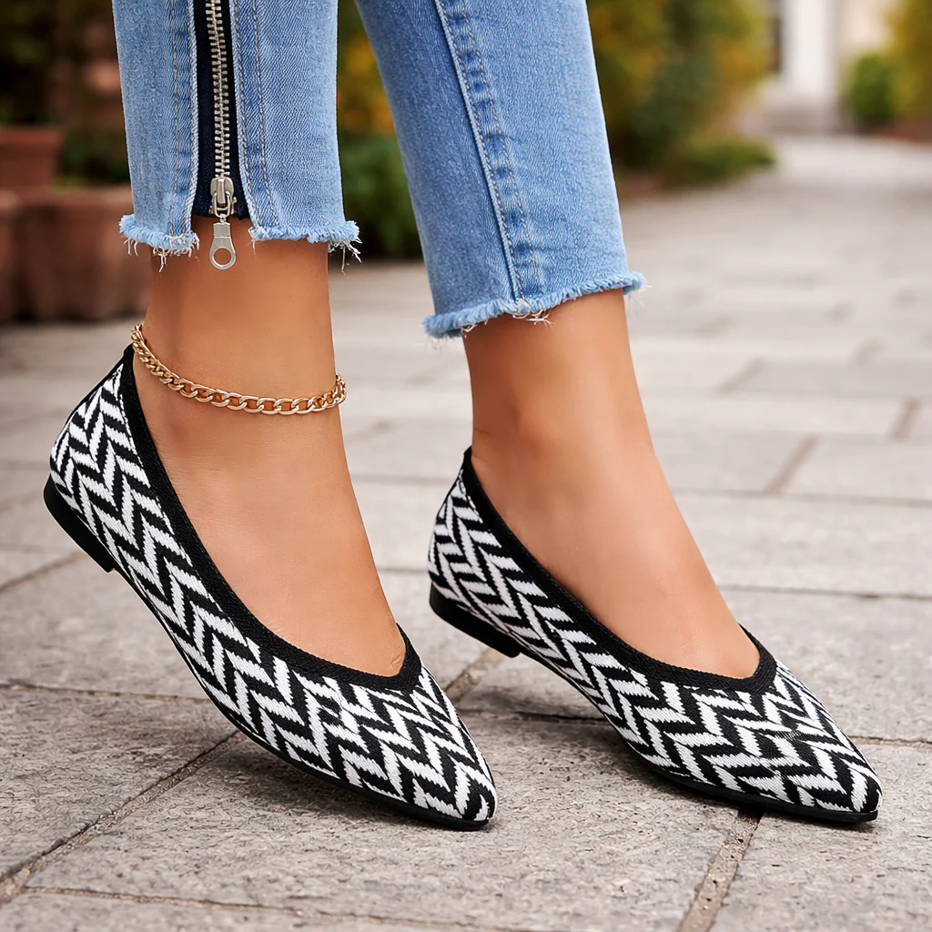 Ballerines pour Femmes | Motif Zigzag, Semelle Souple | Confort Quotidien - Image 3