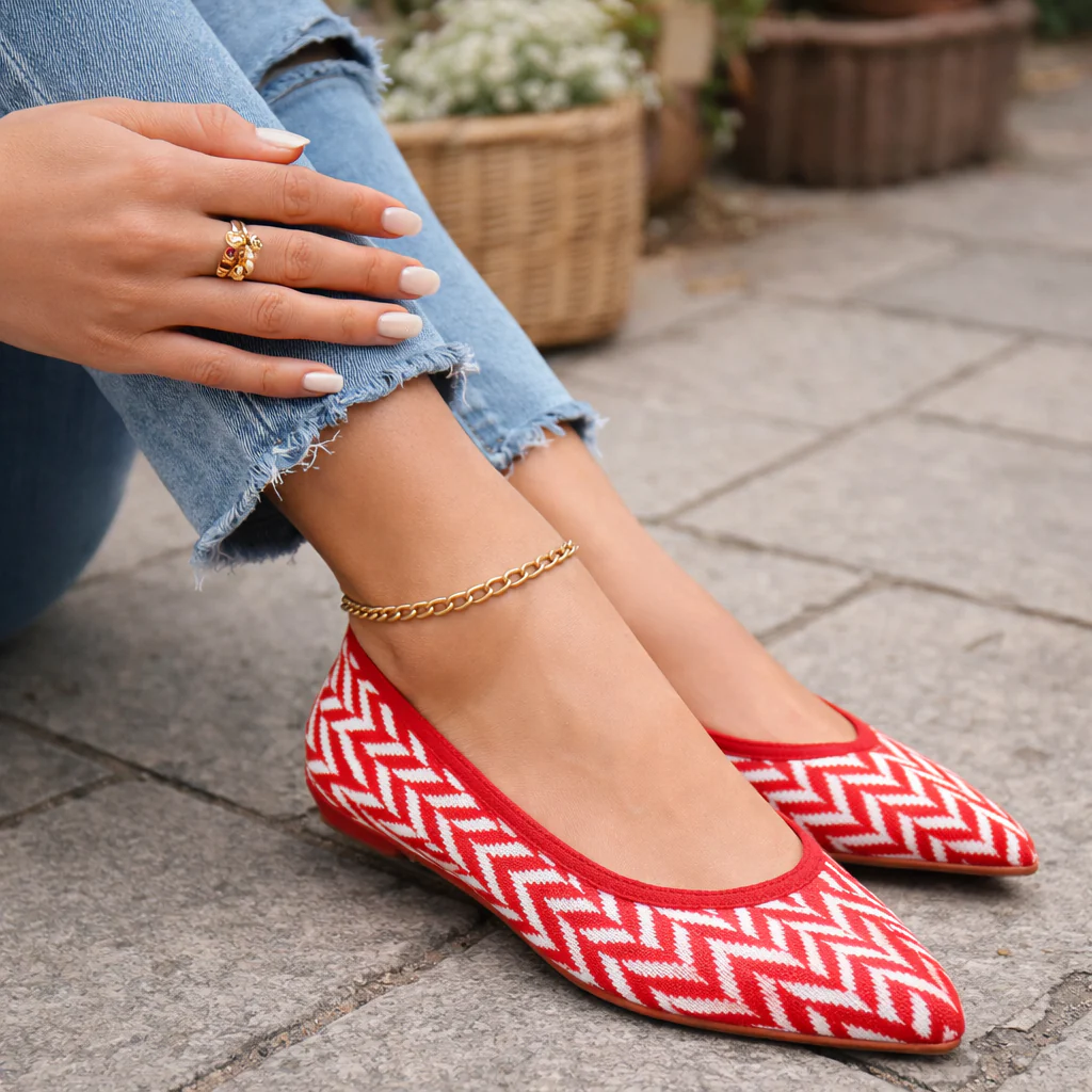 Ballerines pour Femmes | Motif Zigzag, Semelle Souple | Confort Quotidien - Image 4