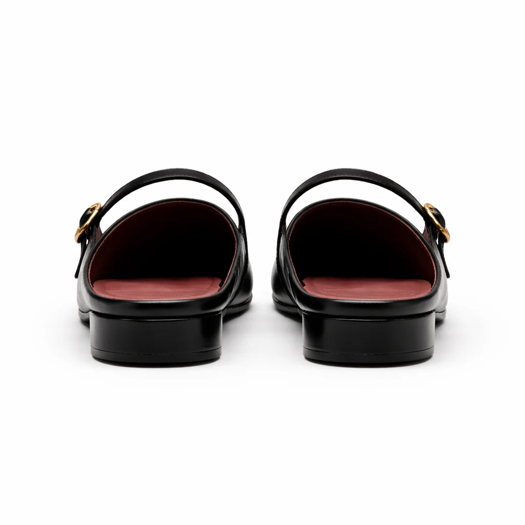 Mules Mary Jane pour femmes | Cuir tressé bout carré | Marron, Noir - Image 6