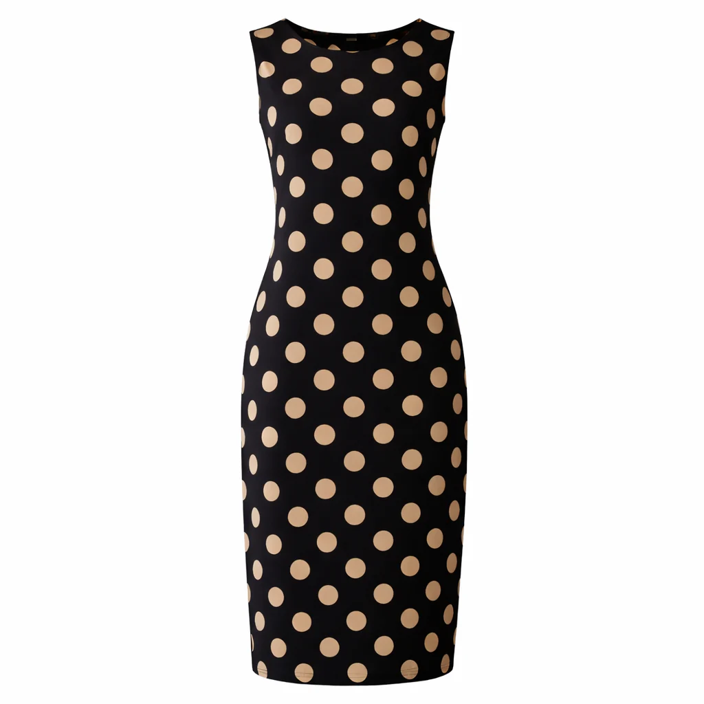 Robe Maxi à Pois pour Femme | Contrôle du Ventre, Fluide | Noir - Image 5