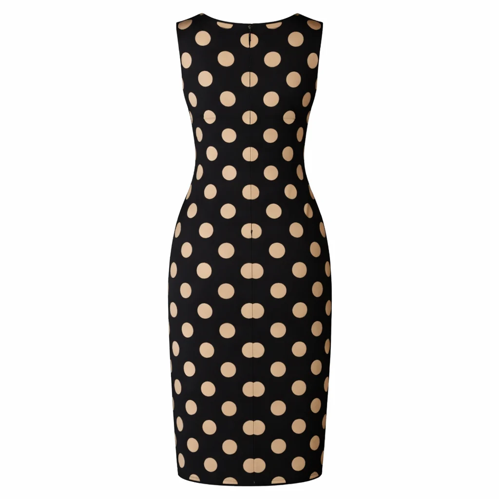 Robe Maxi à Pois pour Femme | Contrôle du Ventre, Fluide | Noir - Image 6
