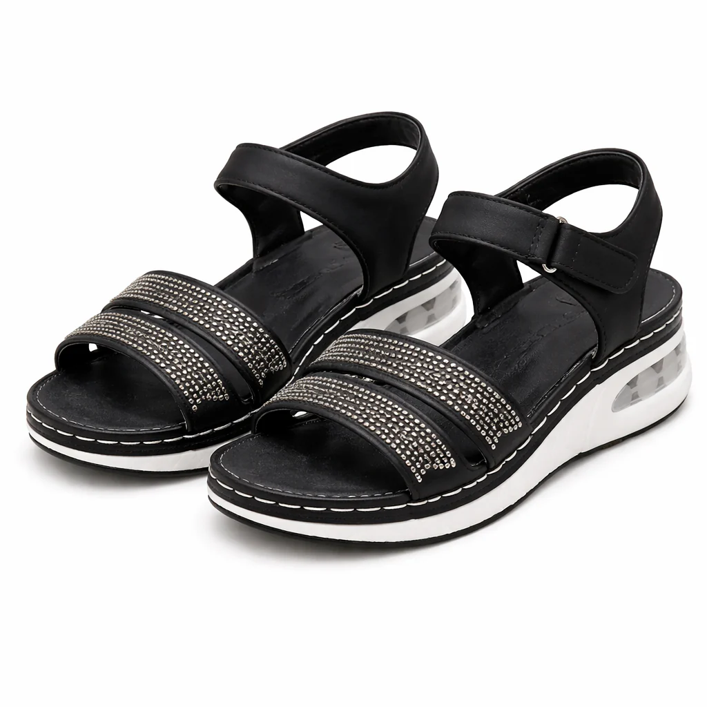 Sandales Compensées Femme | Lanières Strass | Confort, Style Gladiateur - Image 6