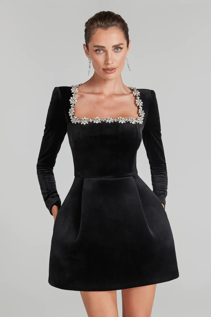 Yassy - Robe de Bal en Velours - Patchwork - Décolleté Carré
