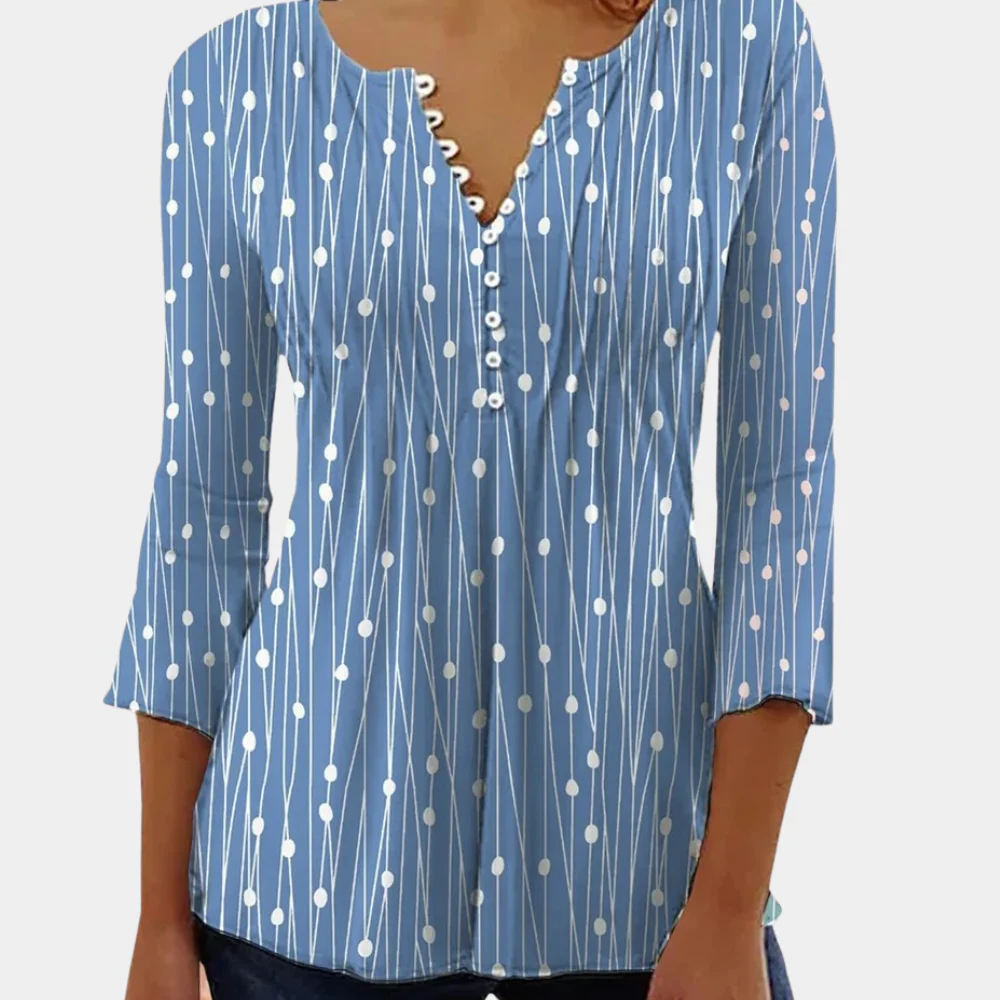 Blouse à pois élégante col V style chic moderne